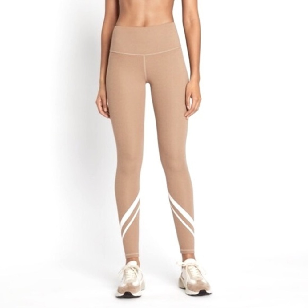 Tory Burch High Waist Side-Pocket Chevron Legging size XS in Light Brown Heather
